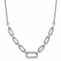 14K White Gold 0.50 Carat Lab Grown Diamond VS SI+ G+ Fashion Link Necklace, 18.25" view 1
