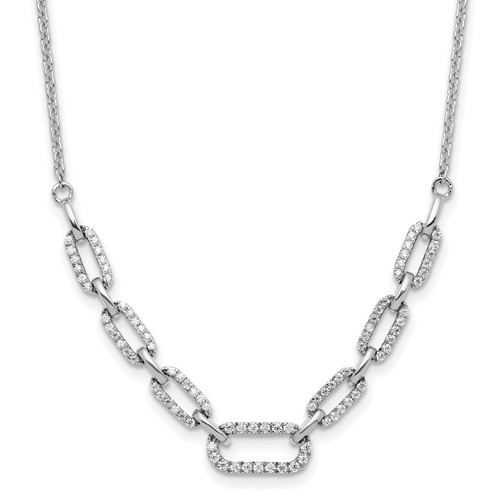 14K White Gold 0.50 Carat Lab Grown Diamond VS SI+ G+ Fashion Link Necklace, 18.25"