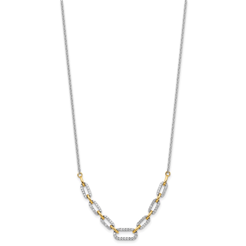 14k Two-tone 1/2 carat Lab Grown Diamond VS/SI+ G+ 18.25 inch Fashion Link Necklace (PM9676-050-WYLG)