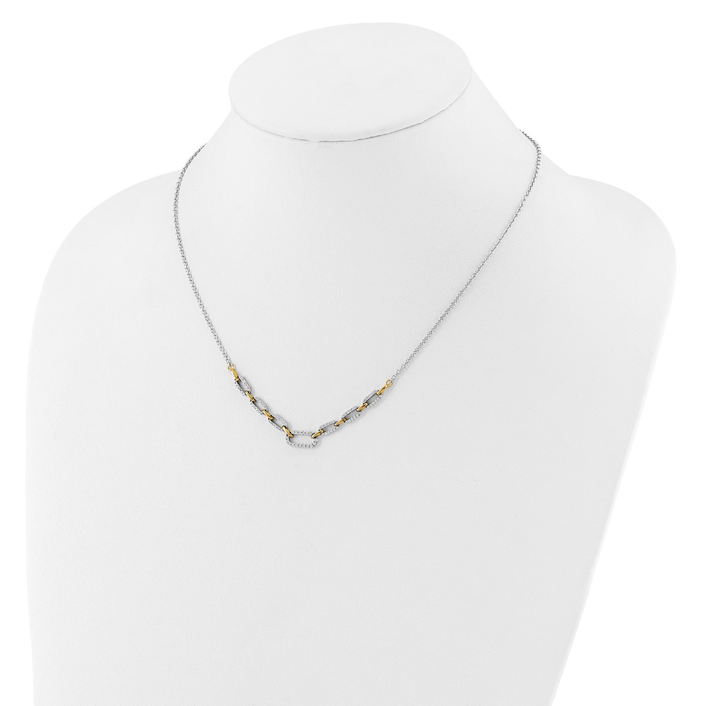 14k Two-tone 1/2 carat Lab Grown Diamond VS/SI+ G+ 18.25 inch Fashion Link Necklace (PM9676-050-WYLG)
