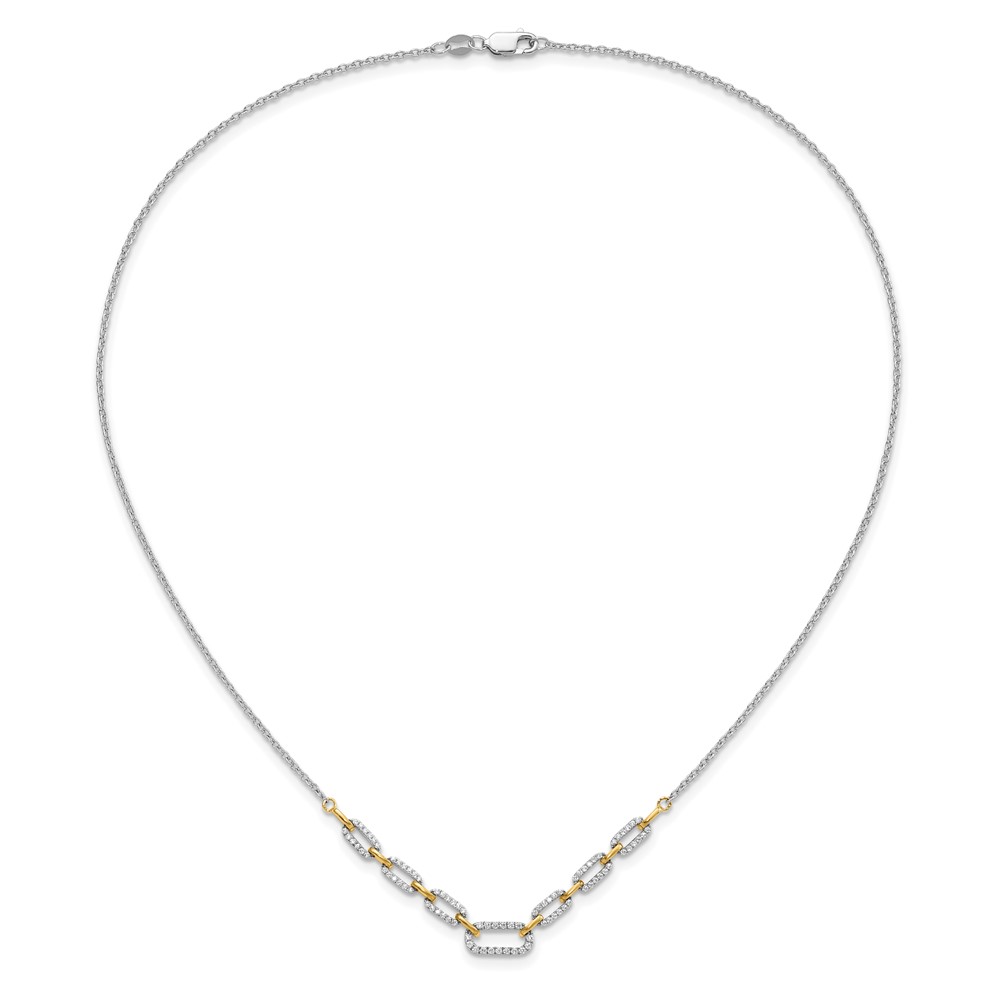 14k Two-tone 1/2 carat Lab Grown Diamond VS/SI+ G+ 18.25 inch Fashion Link Necklace (PM9676-050-WYLG)