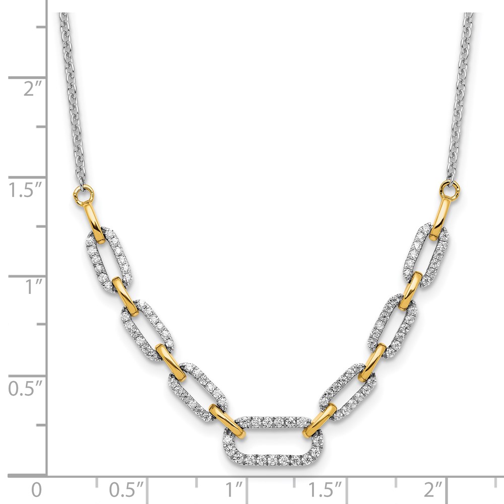 14k Two-tone 1/2 carat Lab Grown Diamond VS/SI+ G+ 18.25 inch Fashion Link Necklace (PM9676-050-WYLG)