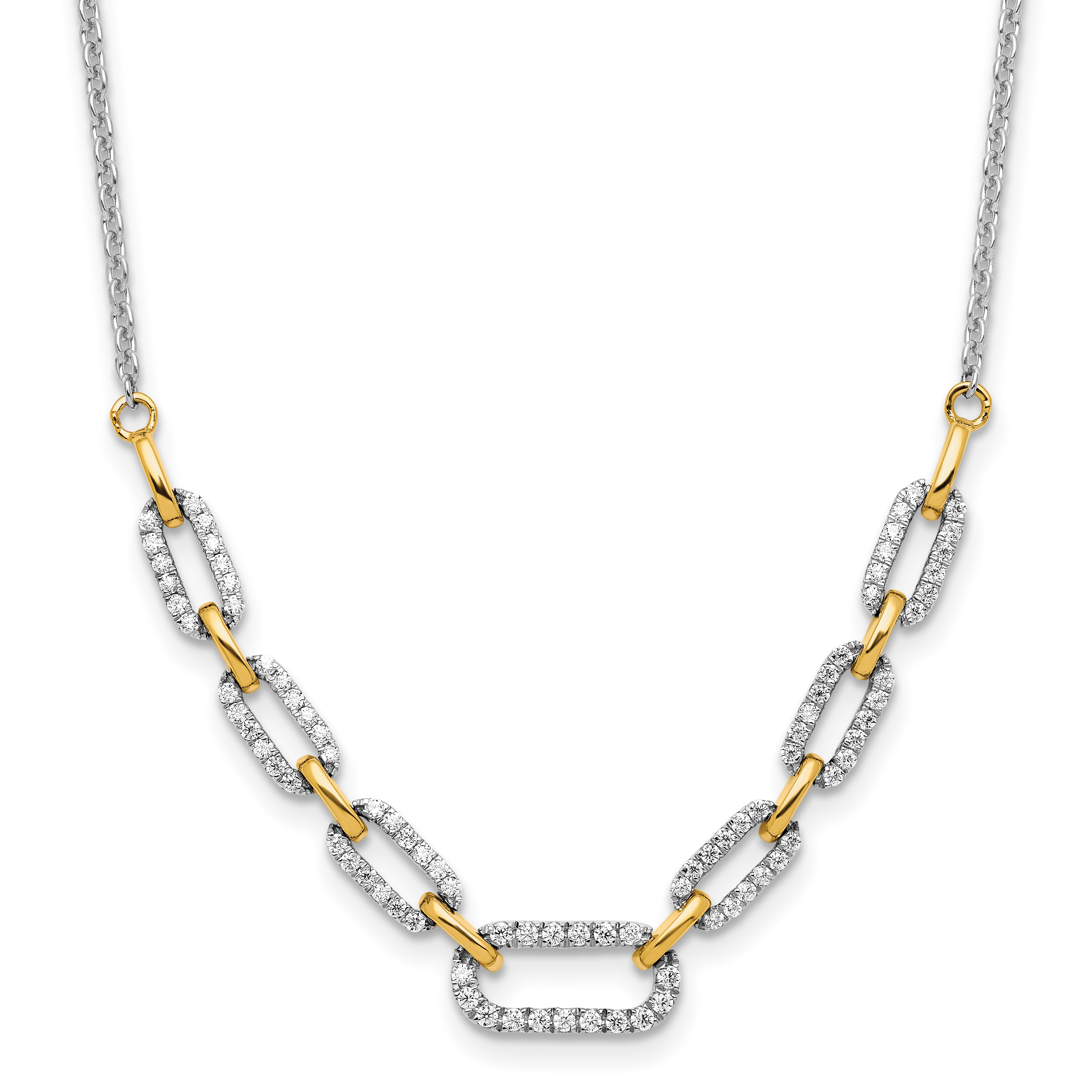 14k Two-tone 1/2 carat Lab Grown Diamond VS/SI+ G+ 18.25 inch Fashion Link Necklace (PM9676-050-WYLG)