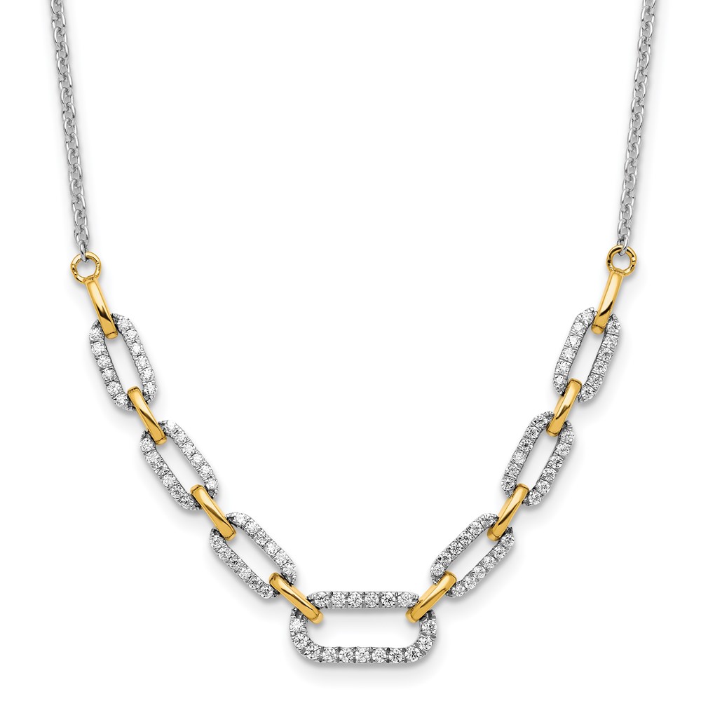 14k Two-tone 1/2 carat Lab Grown Diamond VS/SI+ G+ 18.25 inch Fashion Link Necklace (PM9676-050-WYLG)