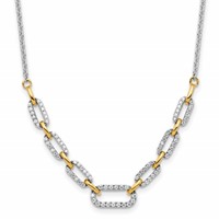 14K Two-tone 0.50 Carat Lab Grown Diamond VS SI+ G+ Fashion Link Necklace, 18.25" view 1