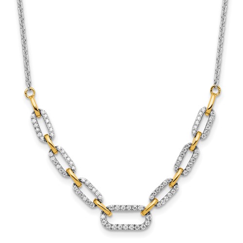 14K Two-tone 0.50 Carat Lab Grown Diamond VS SI+ G+ Fashion Link Necklace, 18.25"