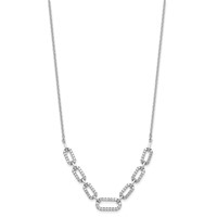 14K White Gold 1 Carat Lab Grown Diamond VS SI+ G+ Fashion Link Necklace, 18" view 2