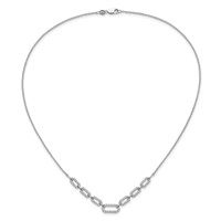 14K White Gold 1 Carat Lab Grown Diamond VS SI+ G+ Fashion Link Necklace, 18" view 4
