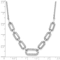 14K White Gold 1 Carat Lab Grown Diamond VS SI+ G+ Fashion Link Necklace, 18" view 5