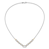 14K Two-tone 1 Carat Lab Grown Diamond VS SI+ G+ Fashion Link Necklace, 18" view 4