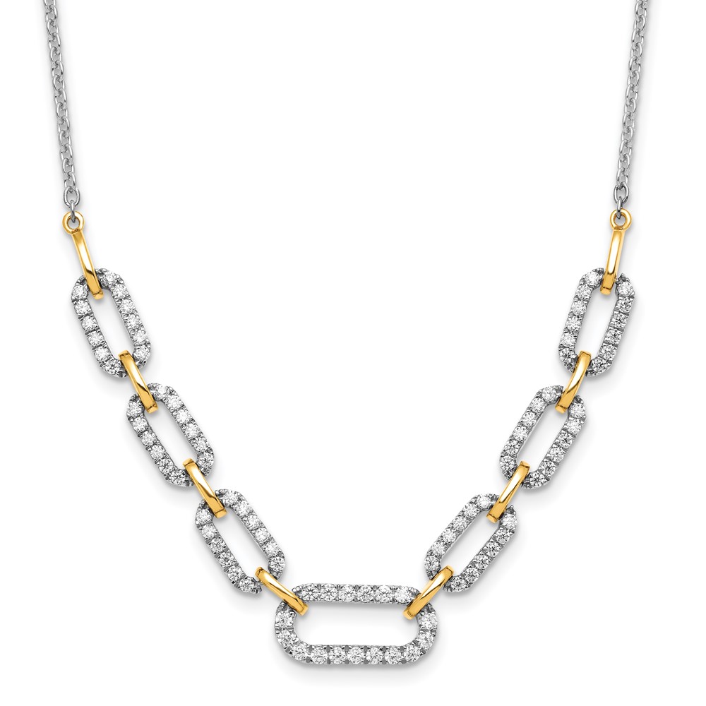 14K Two-tone 1 Carat Lab Grown Diamond VS SI+ G+ Fashion Link Necklace, 18"