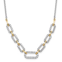14K Two-tone 1 Carat Lab Grown Diamond VS SI+ G+ Fashion Link Necklace, 18" view 1