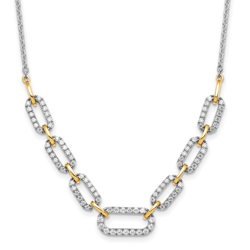 14K Two-tone 1 Carat Lab Grown Diamond VS SI+ G+ Fashion Link Necklace, 18"