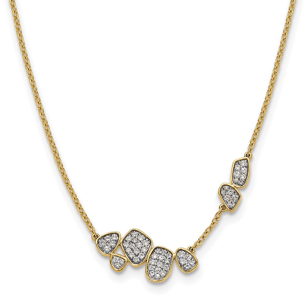 14K Yellow Gold 0.50 Carat Lab Grown Diamond VS SI+ G+ Complete Fashion Cluster Necklace, 16"