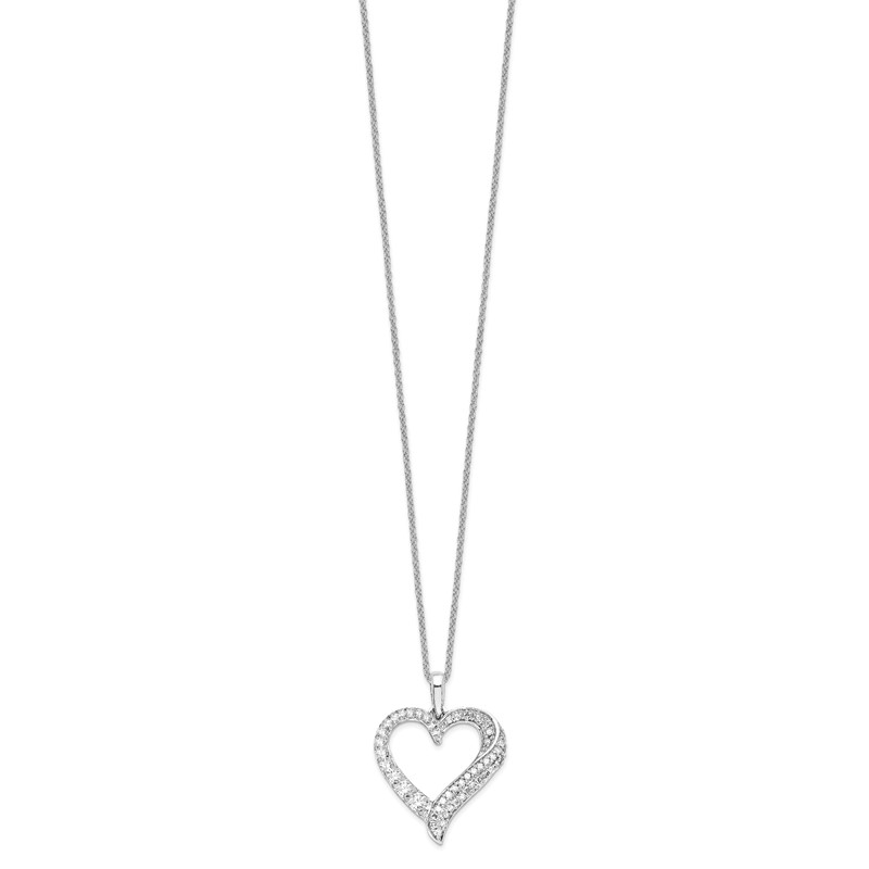 14k White Gold 1/2 carat Lab Grown Diamond VS/SI+ G+ Complete 18 inch Heart Pendant Necklace