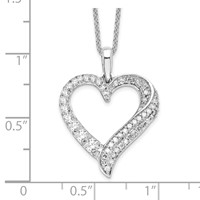14K White Gold 0.50 Carat Lab Grown Diamond VS SI+ G+ Complete Heart Pendant Necklace, 18" view 3