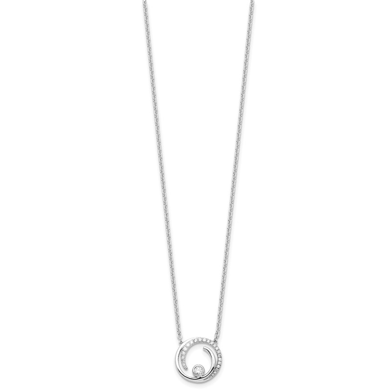14k White Gold 1/5 carat Lab Grown Diamond VS/SI+ G+ Complete 18 inch Fashion Swirl Circle Design Necklace