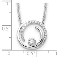 14K White Gold 0.20 Carat Lab Grown Diamond VS SI+ G+ Complete Fashion Swirl Circle Design Necklace, 18" view 5