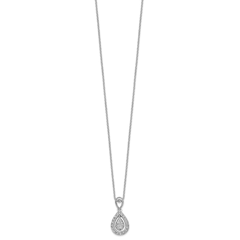 14k White Gold 1/5 carat Lab Grown Diamond VS/SI+ G+ Complete 18 inch Teardrop Pendant Necklace