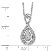 14K White Gold 0.20 Carat Lab Grown Diamond VS SI+ G+ Complete Teardrop Pendant Necklace, 18" view 3