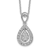 14K White Gold 0.20 Carat Lab Grown Diamond VS SI+ G+ Complete Teardrop Pendant Necklace, 18" view 1
