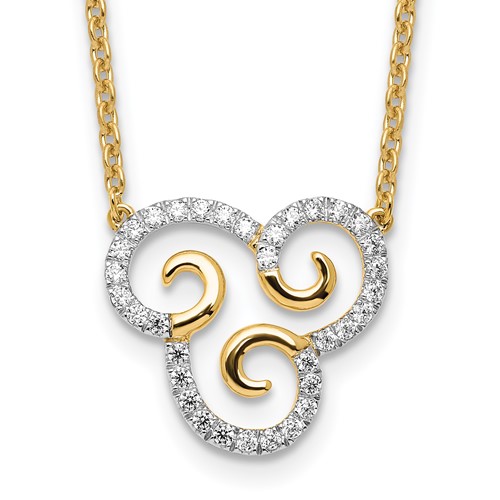 14K Yellow Gold 0.25 Carat Lab Grown Diamond VS SI+ G+ Complete Swirls Necklace, 18"