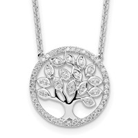 14K White Gold 0.33 Carat Lab Grown Diamond VS SI+ G+ Complete Tree of Life Necklace, 18" view 1