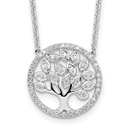 14K White Gold 0.33 Carat Lab Grown Diamond VS SI+ G+ Complete Tree of Life Necklace, 18"