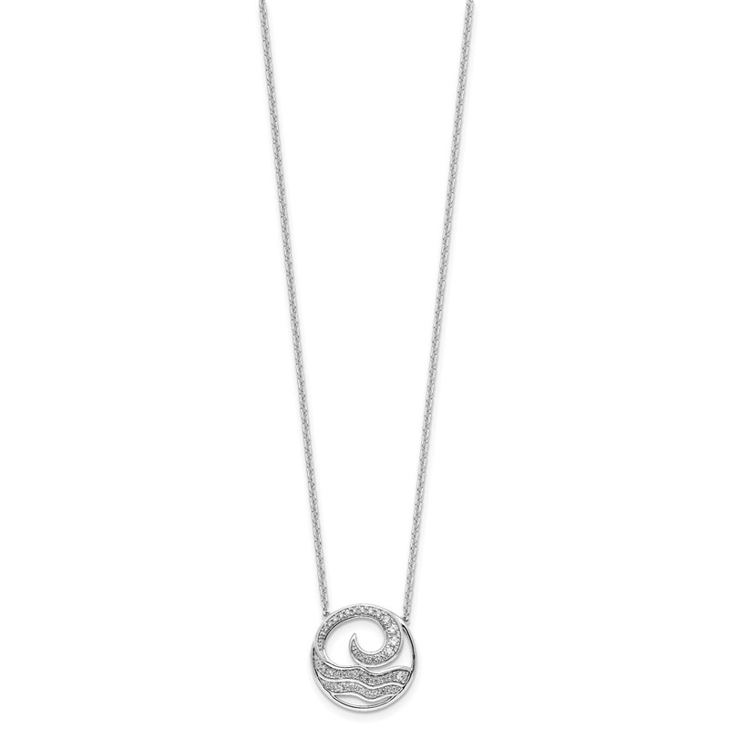 14K White Gold Lab Grown VS/SI+ G+ Dia Ocean in Circle Necklace