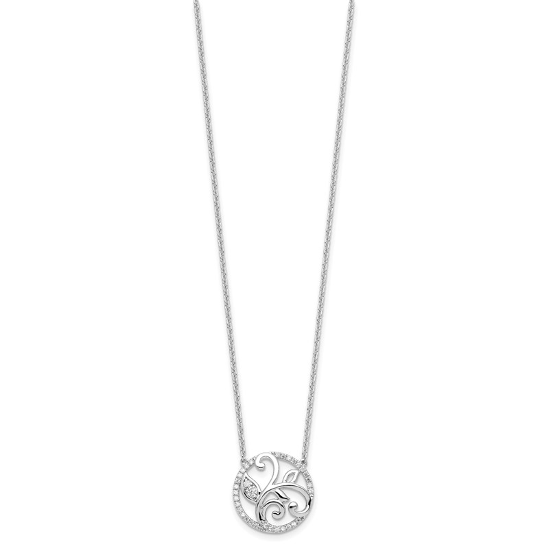 14K White Gold Lab Grown VS/SI+ G+ Dia Floral Circle Necklace
