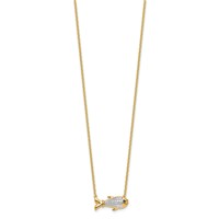 14K Yellow Gold 0.17 Carat Lab Grown Diamond VS SI+ G+ Complete and Created Sapphire Fish Necklace, 18" view 2