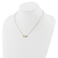 14K Yellow Gold 0.17 Carat Lab Grown Diamond VS SI+ G+ Complete and Created Sapphire Fish Necklace, 18" view 3