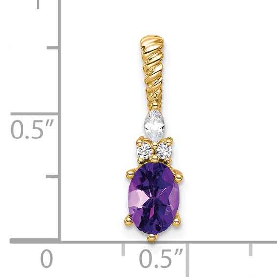 14K Diamond and 7x5 Oval February/Amethyst Twisted Chain Slide