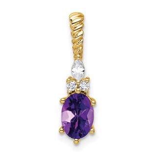 14K Diamond and 7x5 Oval February/Amethyst Twisted Chain Slide