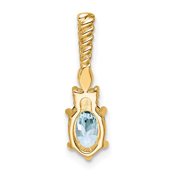 14K Diamond and 7x5 Oval March/Aquamarine Twisted Chain Slide