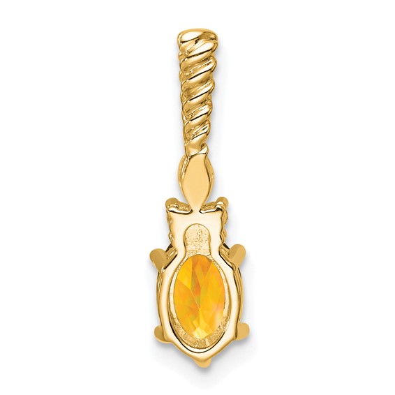 14K Diamond and 7x5 Oval November/Citrine Twisted Chain Slide