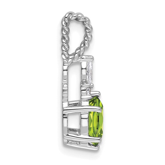 14K White Gold Diamond and 7x5 Oval August/Peridot Twisted Chain Slide