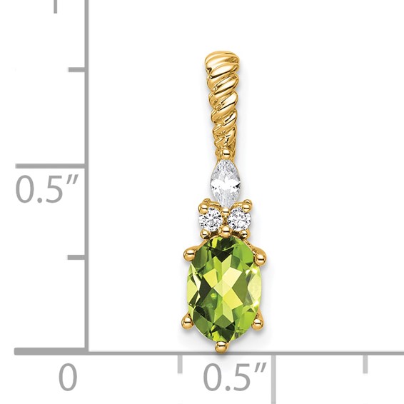 14K Diamond and 7x5 Oval August/Peridot Twisted Chain Slide