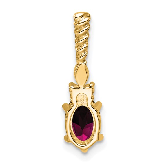 14K Diamond and 7x5 Oval June/Rhodolite Garnet Twisted Chain Slide