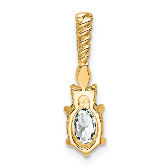 14K Diamond and 7x5 Oval April/White Topaz Twisted Chain Slide