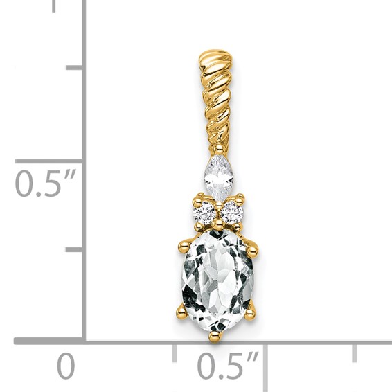 14K Diamond and 7x5 Oval April/White Topaz Twisted Chain Slide