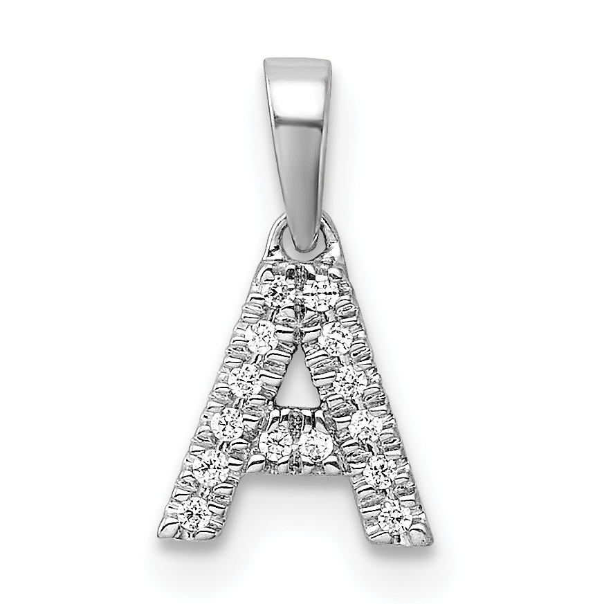 14K White Gold Diamond Letter A Initial with Bail Pendant (PM9797A-006-WA)