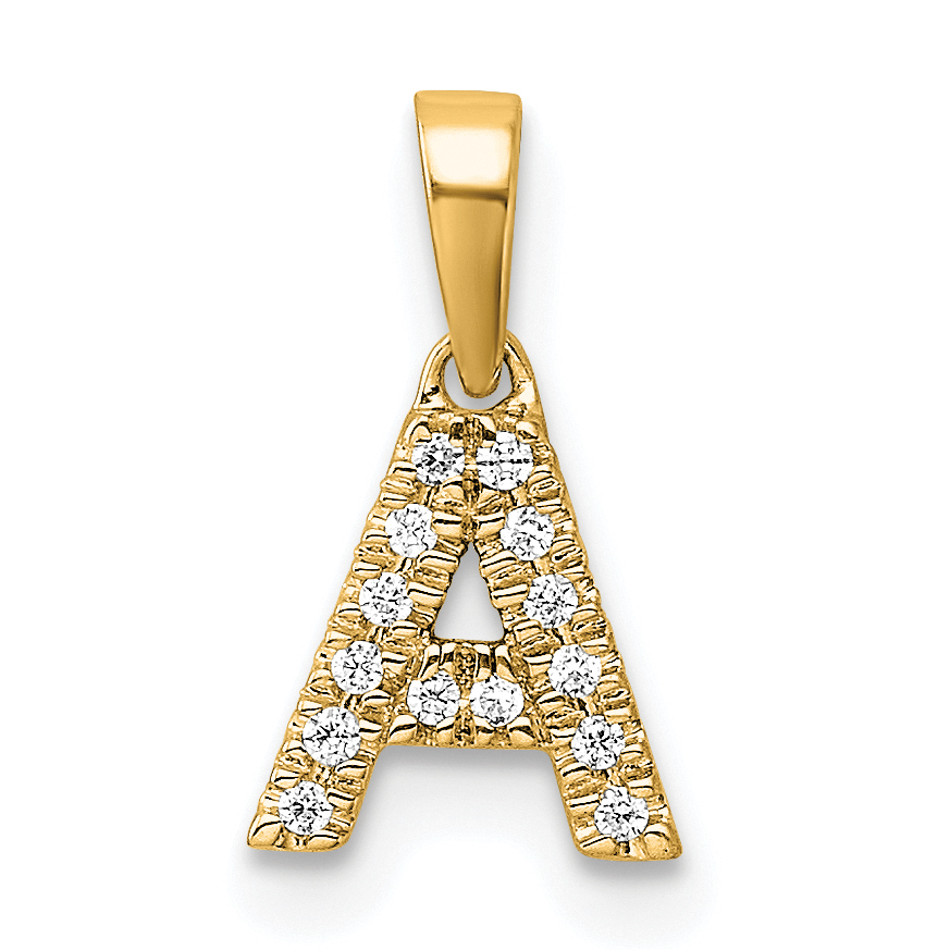 14K  Diamond Letter A Initial with Bail Pendant (PM9797A-006-YA)