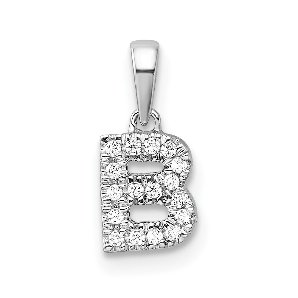 14K  White Gold Diamond Letter B Initial with Bail Pendant (PM9797B-009-WA)