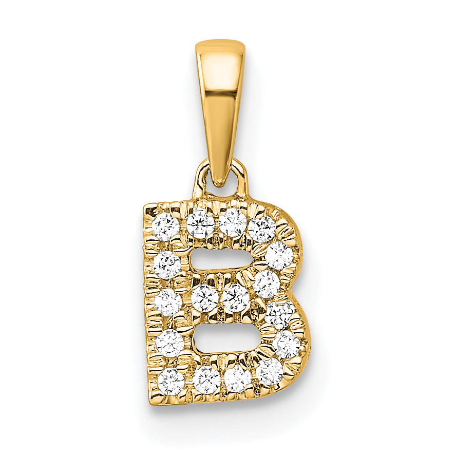 14K  Diamond Letter B Initial with Bail Pendant (PM9797B-009-YA)