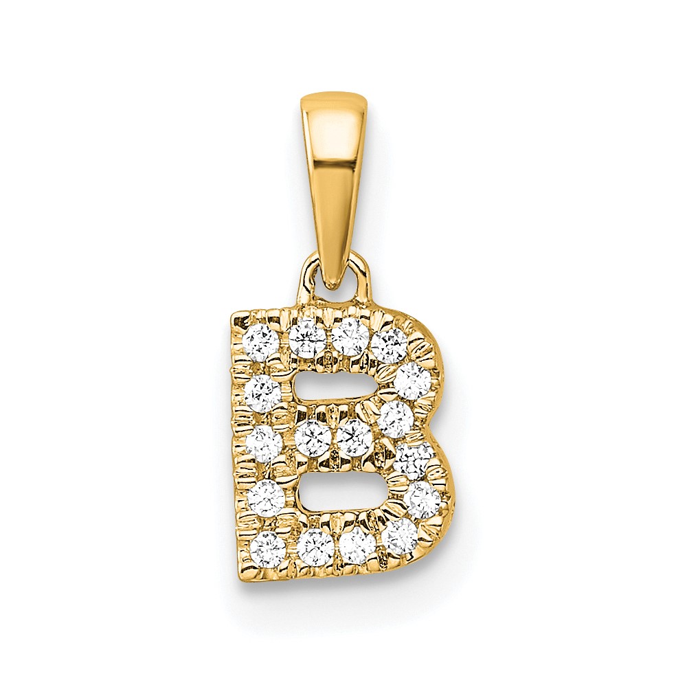 14K  Diamond Letter B Initial with Bail Pendant (PM9797B-009-YA)