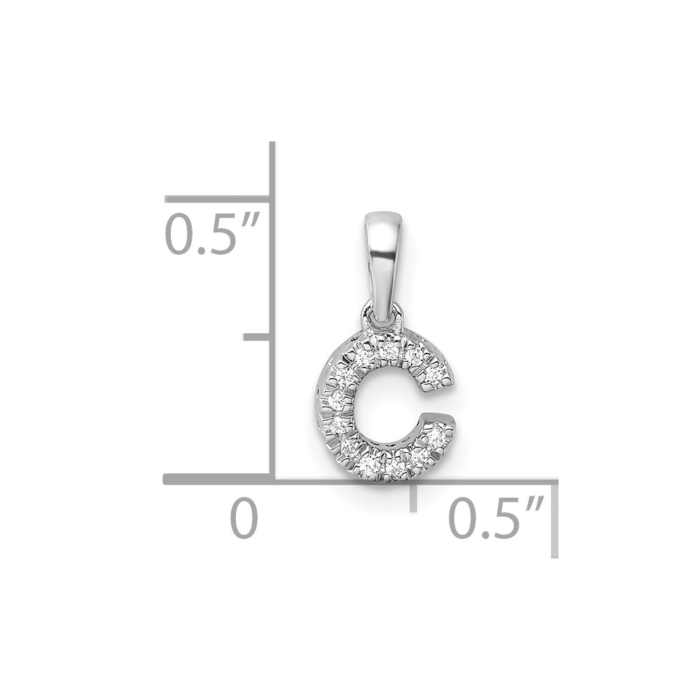 14K  White Gold Diamond Letter C Initial with Bail Pendant (PM9797C-005-WA)