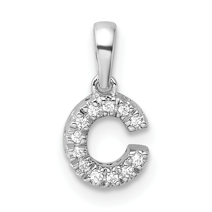14K  White Gold Diamond Letter C Initial with Bail Pendant (PM9797C-005-WA)