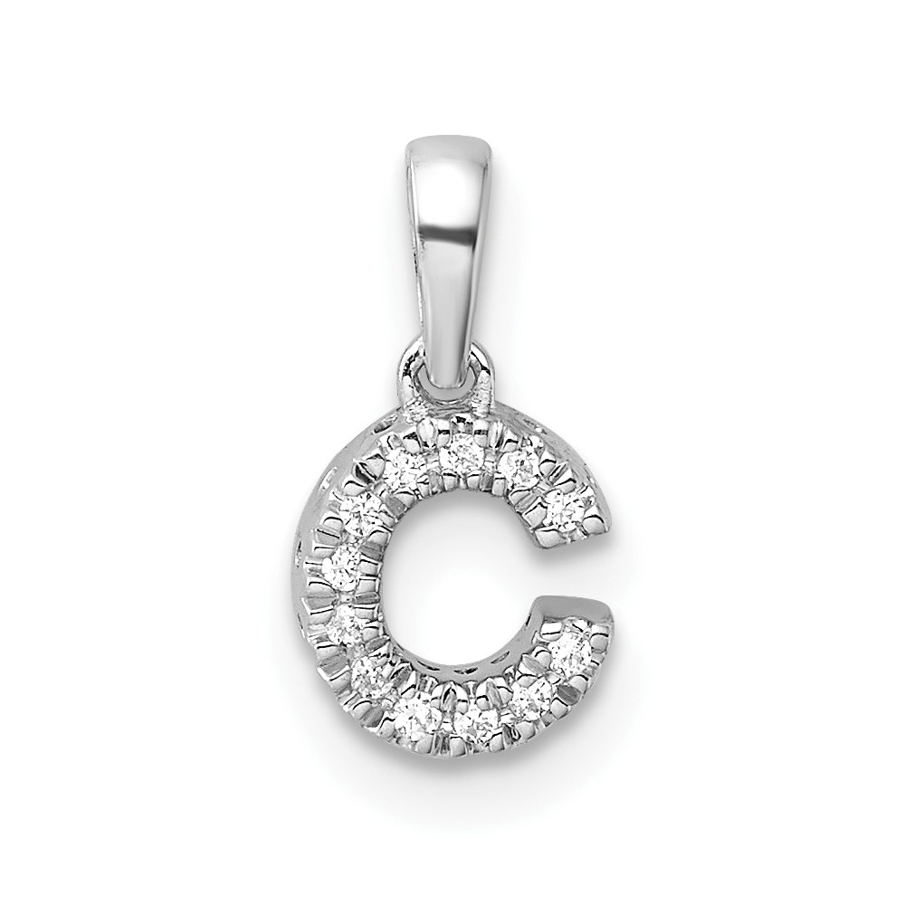 14K  White Gold Diamond Letter C Initial with Bail Pendant (PM9797C-005-WA)