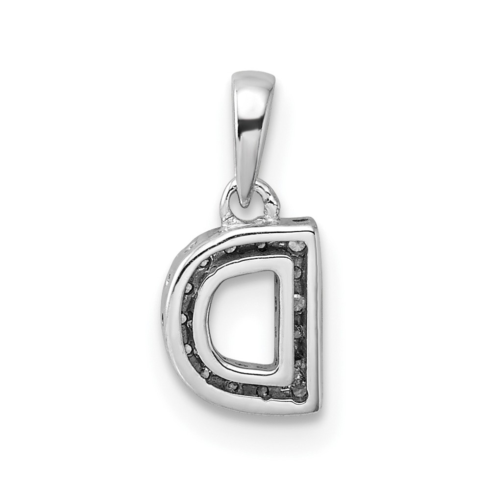 14K  White Gold Diamond Letter D Initial with Bail Pendant (PM9797D-006-WA)
